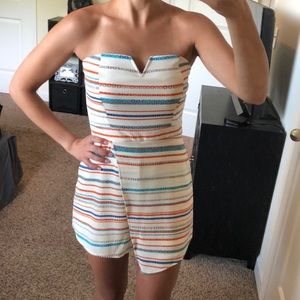 Charlotte Russe white striped romper size S